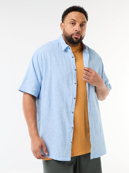 Overhemd met korte mouwen van gemengd linnen - Kiabi Overhemd met korte mouwen van gemengd linnen - Kiabi