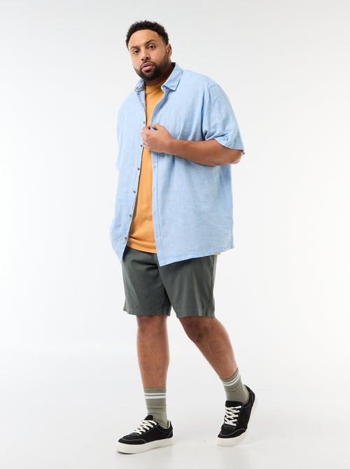 Overhemd met korte mouwen van gemengd linnen - Kiabi Overhemd met korte mouwen van gemengd linnen - Kiabi