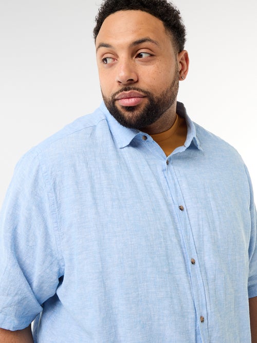 Overhemd met korte mouwen van gemengd linnen - Kiabi Overhemd met korte mouwen van gemengd linnen - Kiabi