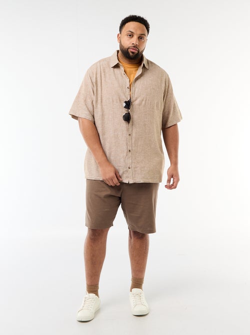 Overhemd met korte mouwen van gemengd linnen - Kiabi