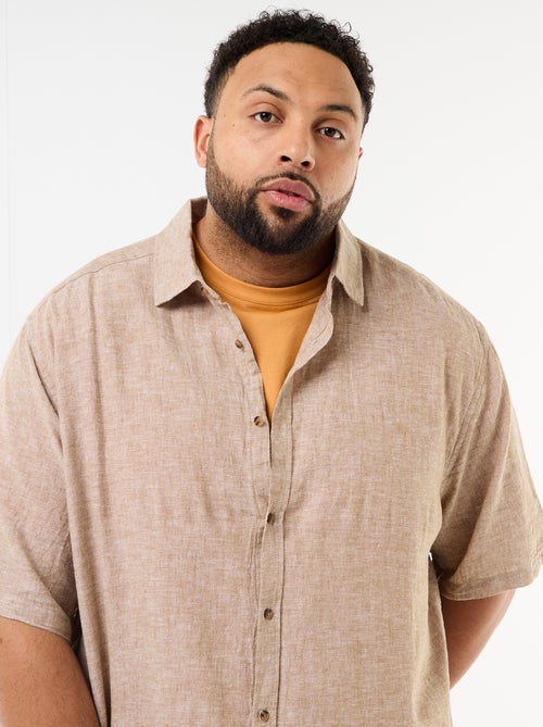 Overhemd met korte mouwen van gemengd linnen - Kiabi