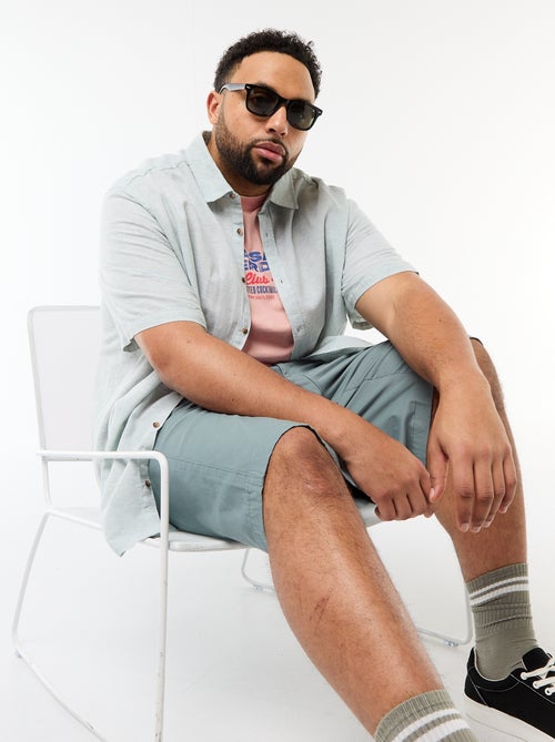 Overhemd met korte mouwen van gemengd linnen - Kiabi