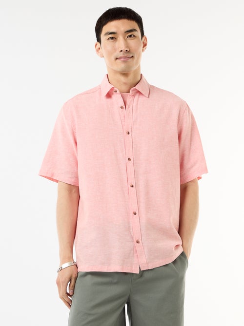 Overhemd met korte mouwen van gemengd linnen - Kiabi