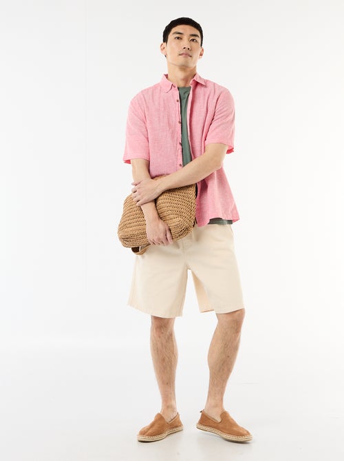 Overhemd met korte mouwen van gemengd linnen - Kiabi