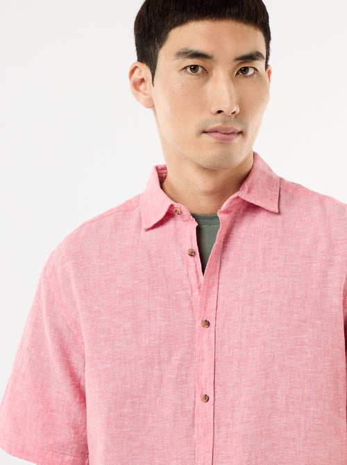 Overhemd met korte mouwen van gemengd linnen - Kiabi