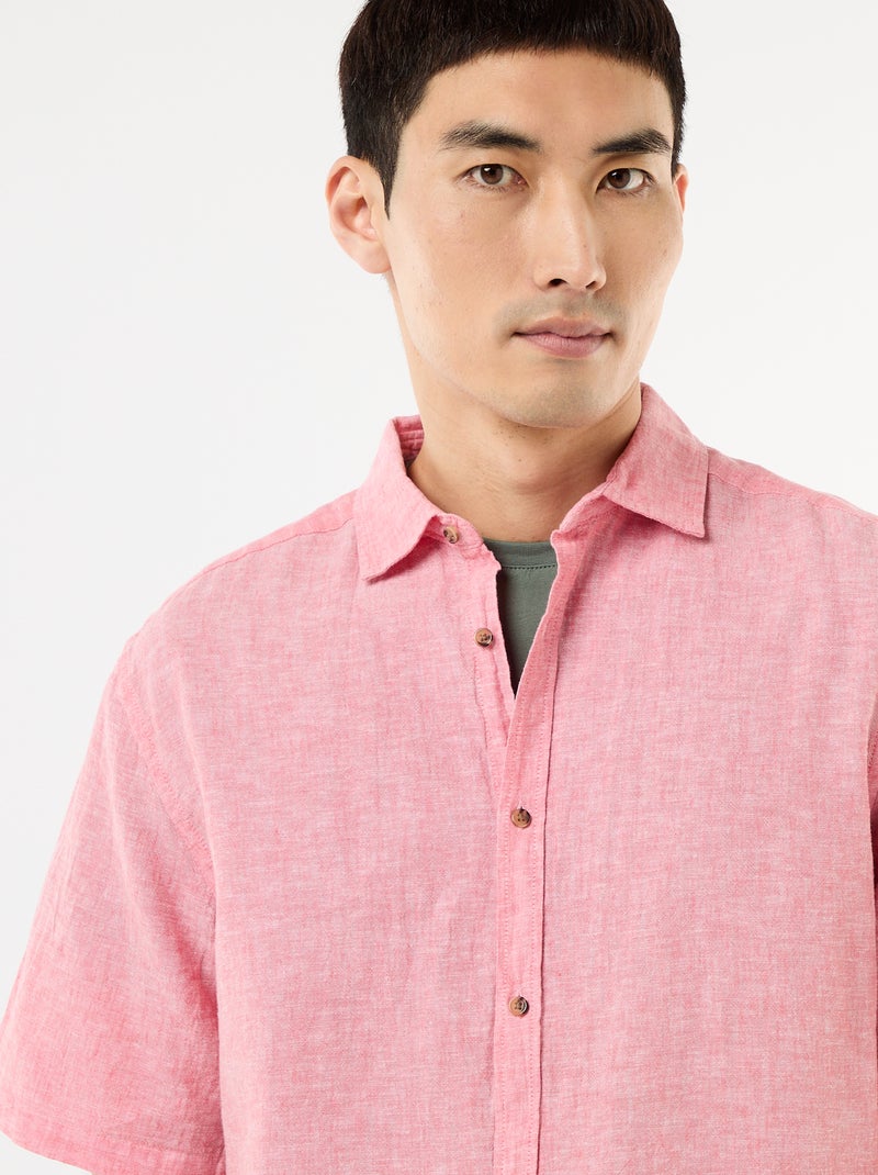 Overhemd met korte mouwen van gemengd linnen Rose - Kiabi