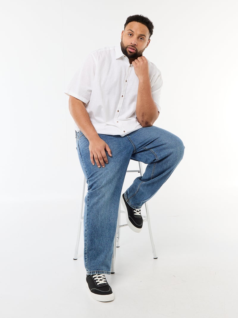 Overhemd met korte mouwen van gemengd linnen Wit - Kiabi