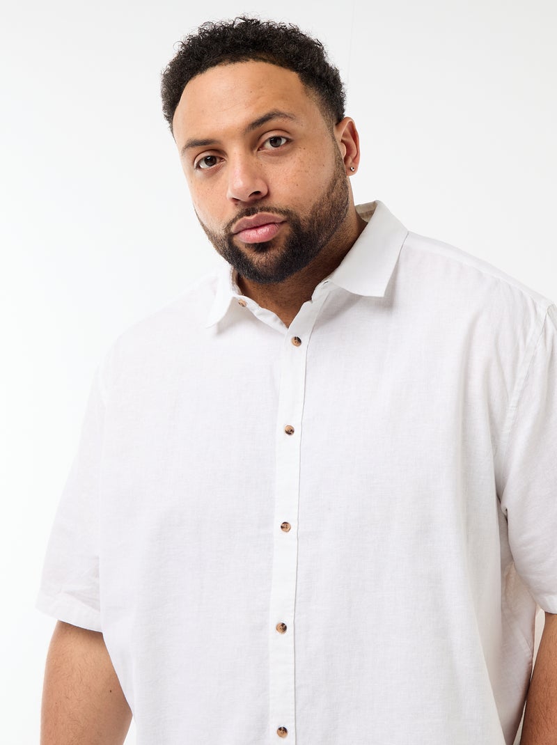 Overhemd met korte mouwen van gemengd linnen Wit - Kiabi