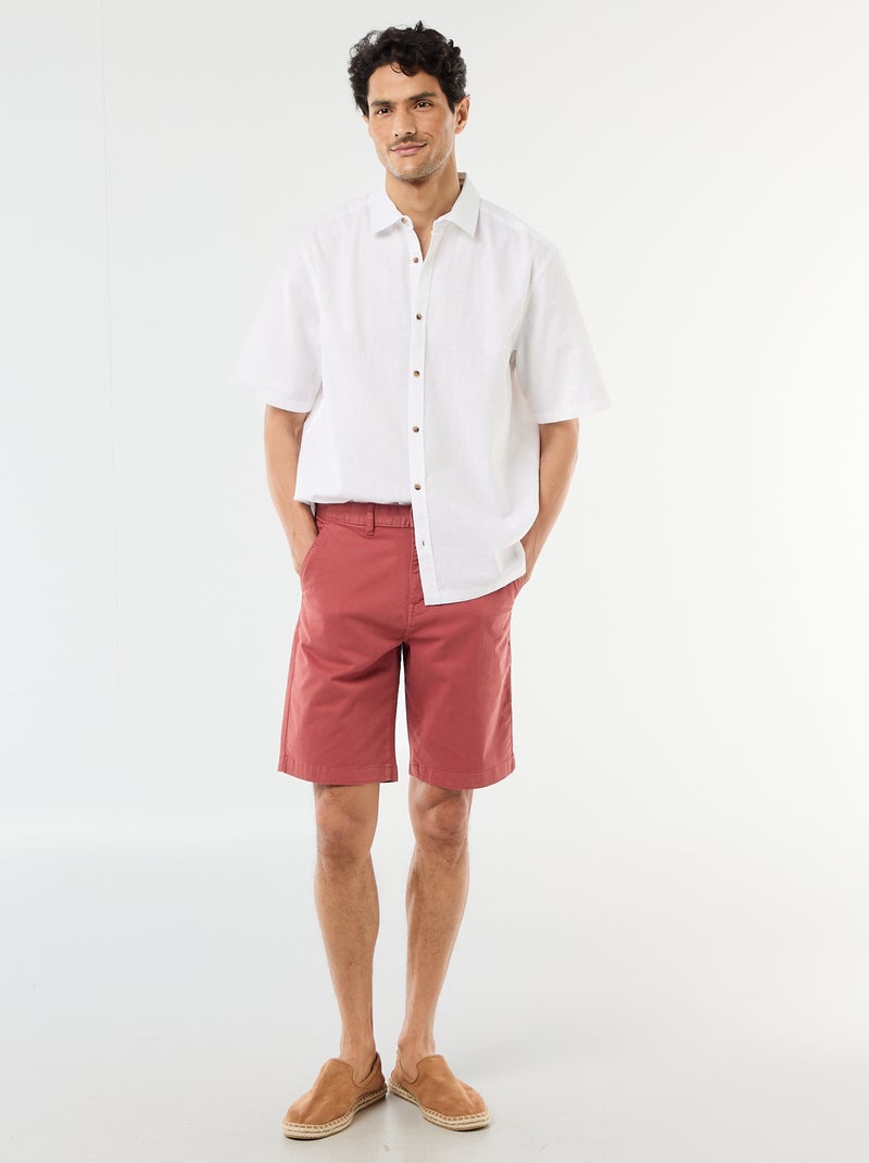 Overhemd met korte mouwen van gemengd linnen Wit - Kiabi