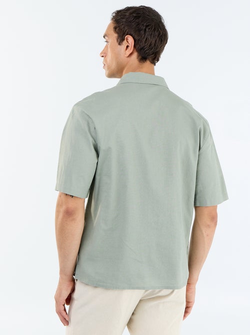 Overhemd met korte mouwen van linnenmix met borstzak - Kiabi