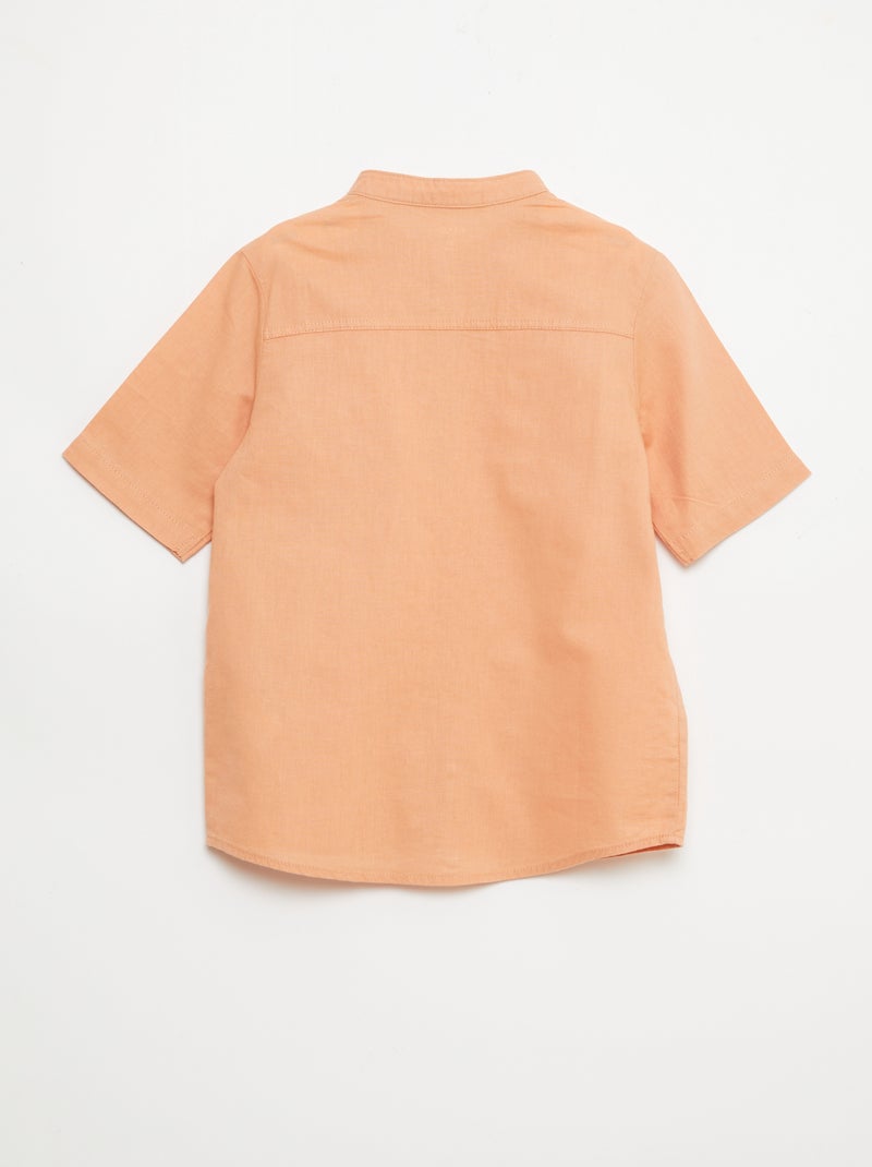 Overhemd met korte mouwen van linnenmix Oranje - Kiabi