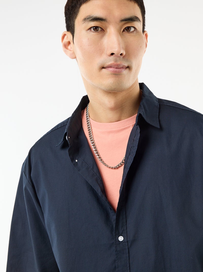 Overhemd met korte mouwen van popeline Blauw - Kiabi