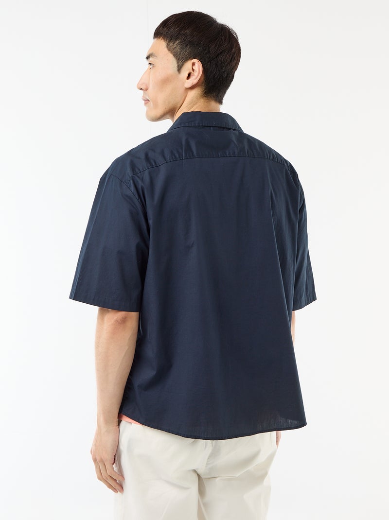 Overhemd met korte mouwen van popeline Blauw - Kiabi