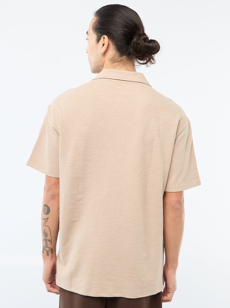 Overhemd met korte mouwen van tricot Biege - Kiabi