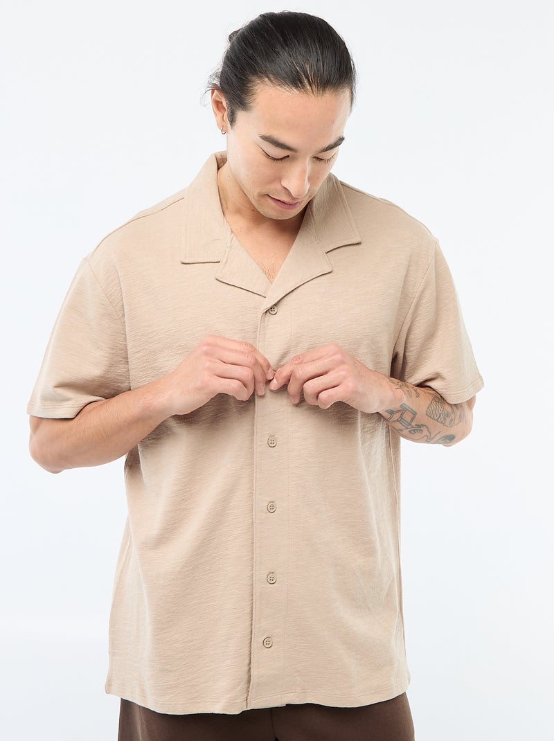 Overhemd met korte mouwen van tricot Biege - Kiabi