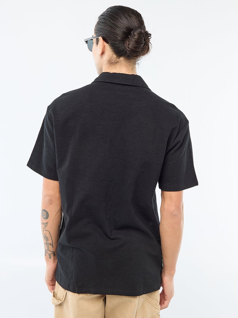 Overhemd met korte mouwen van tricot Zwart - Kiabi