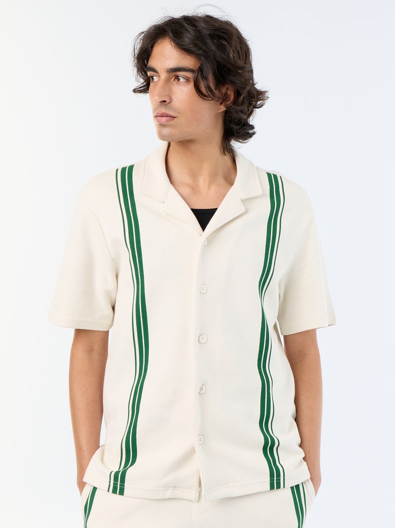 Overhemd met korte mouwen van zware jersey Wit - Kiabi