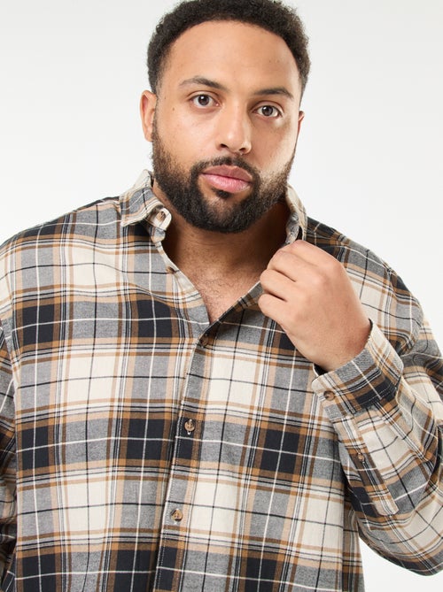 Overhemd met lange mouwen met ruitjesmotief - Kiabi