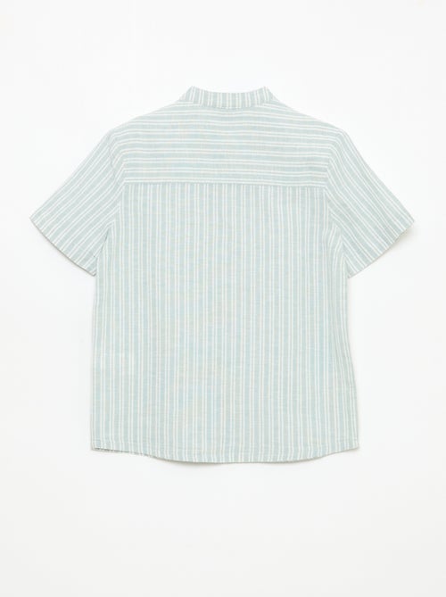 Overhemd met mao kraag en korte mouwen van katoen en linnen - Kiabi