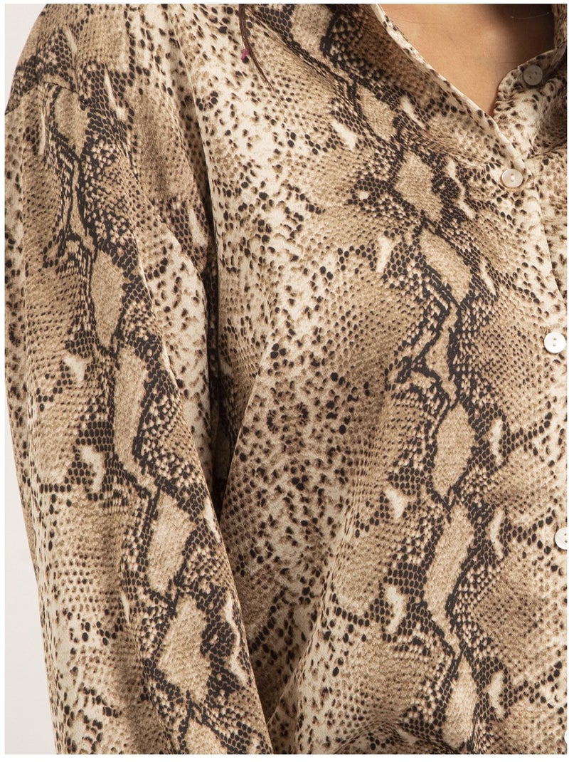 Overhemd met otarina-patroon Beige - Kiabi