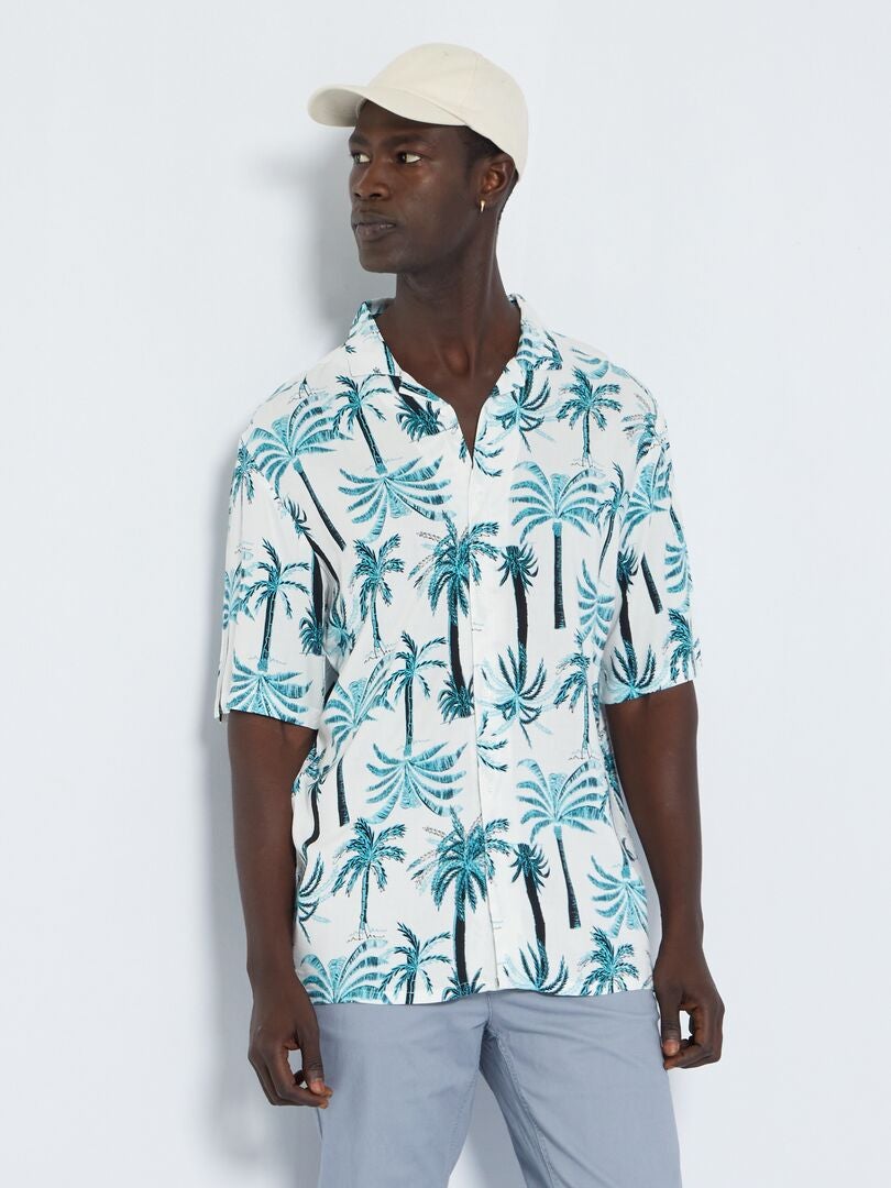 Overhemd met palmmotief WIT - Kiabi
