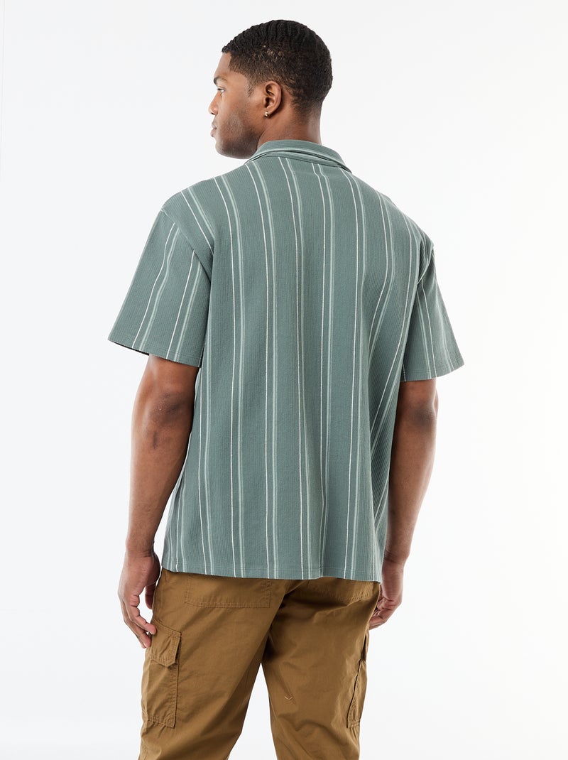 Overhemd met strepen en korte mouwen Blauw - Kiabi