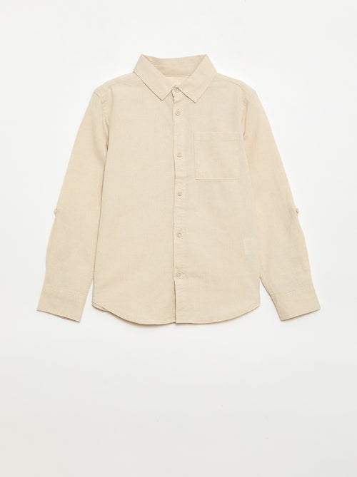 Overhemd met zak en oprolbare mouwen - Kiabi