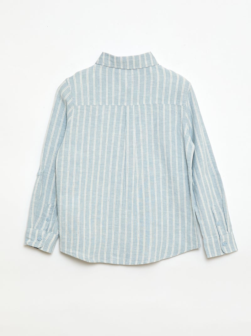 Overhemd met zak en oprolbare mouwen Blauw - Kiabi