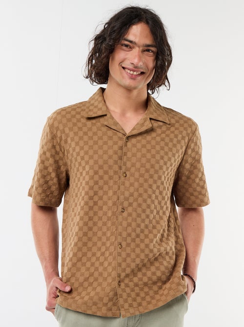 Overhemd van fantasietricot met korte mouwen - Kiabi