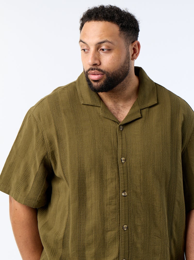 Overhemd van fantasietricot met korte mouwen Groen - Kiabi