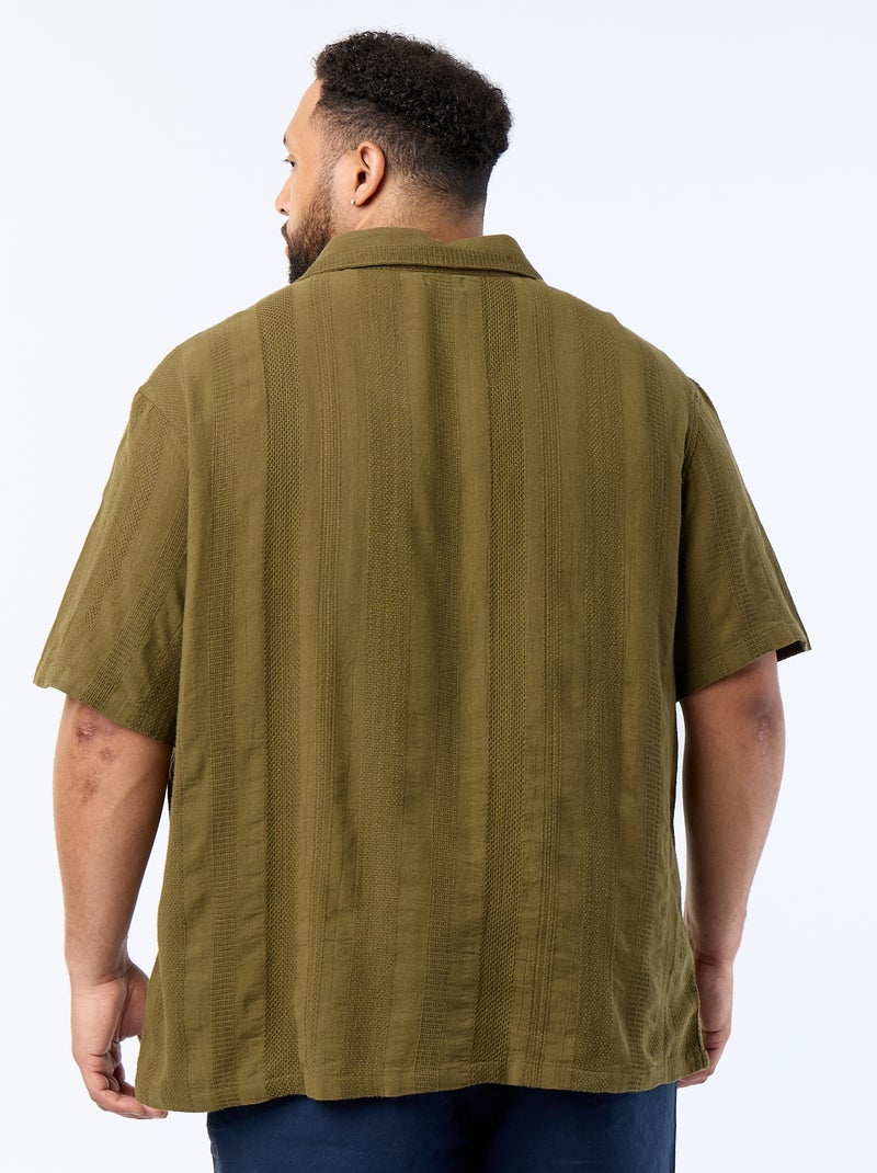 Overhemd van fantasietricot met korte mouwen Groen - Kiabi