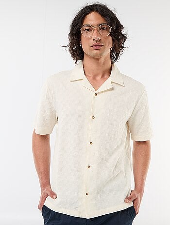 Overhemd van fantasietricot met korte mouwen