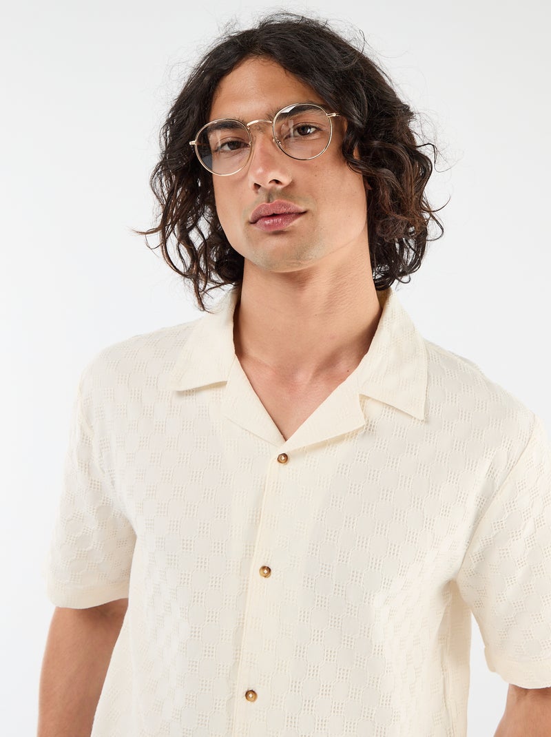 Overhemd van fantasietricot met korte mouwen Wit - Kiabi