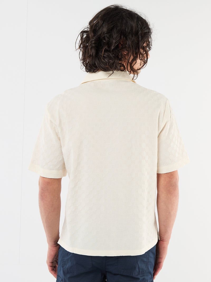 Overhemd van fantasietricot met korte mouwen Wit - Kiabi