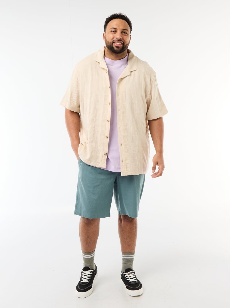 Overhemd van fantasietricot met korte mouwen Wit - Kiabi