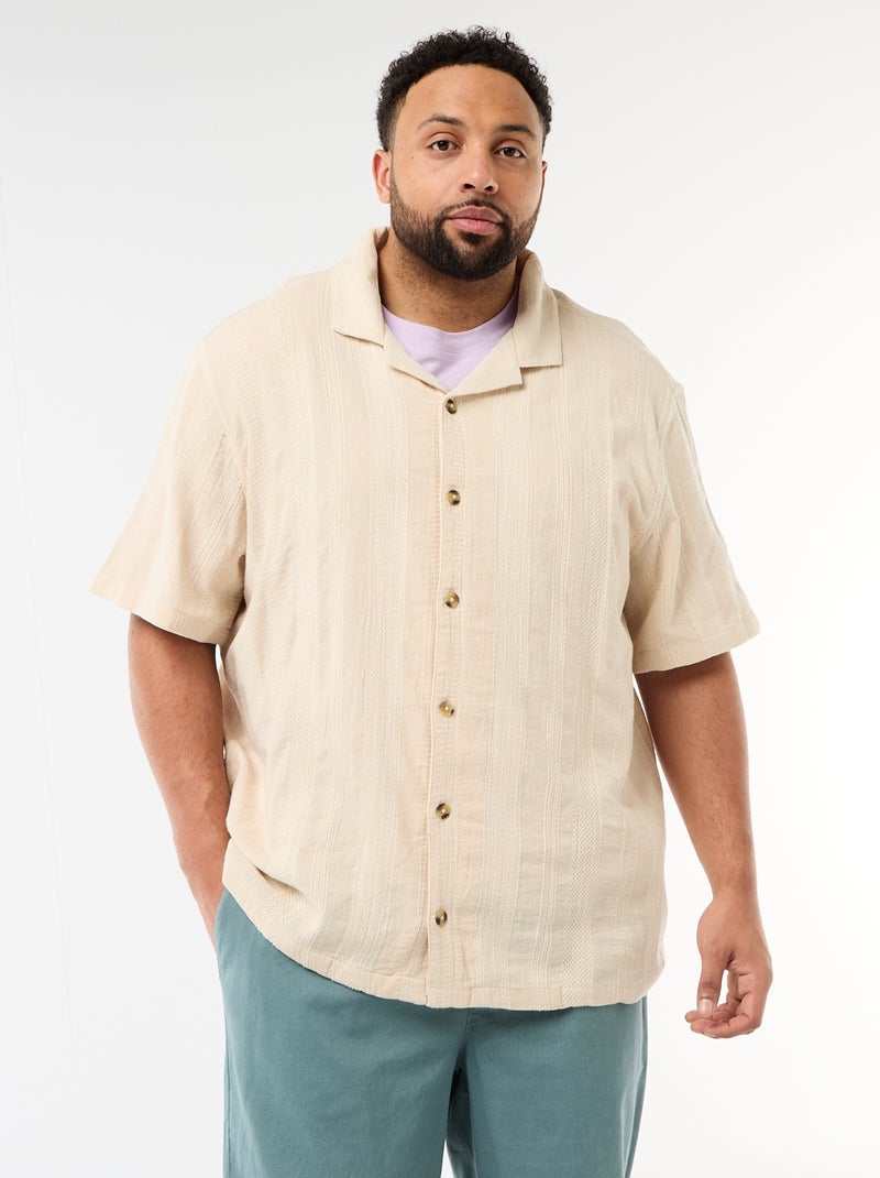 Overhemd van fantasietricot met korte mouwen Wit - Kiabi