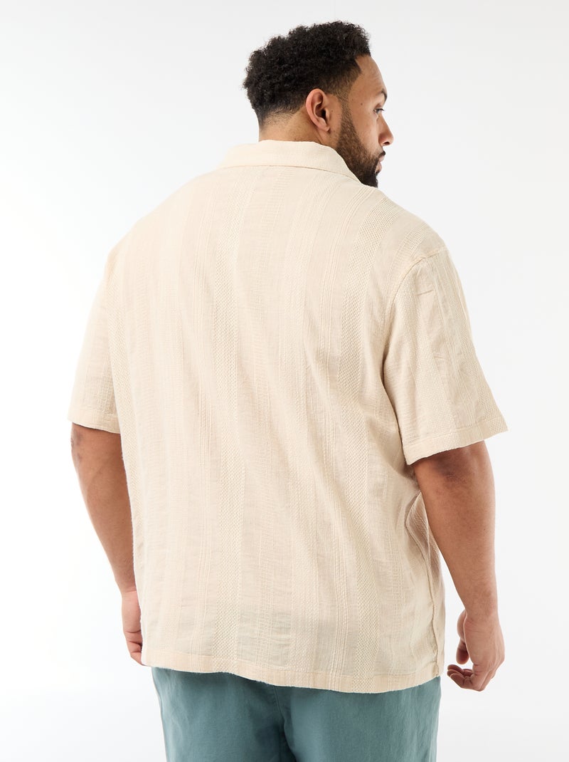 Overhemd van fantasietricot met korte mouwen Wit - Kiabi