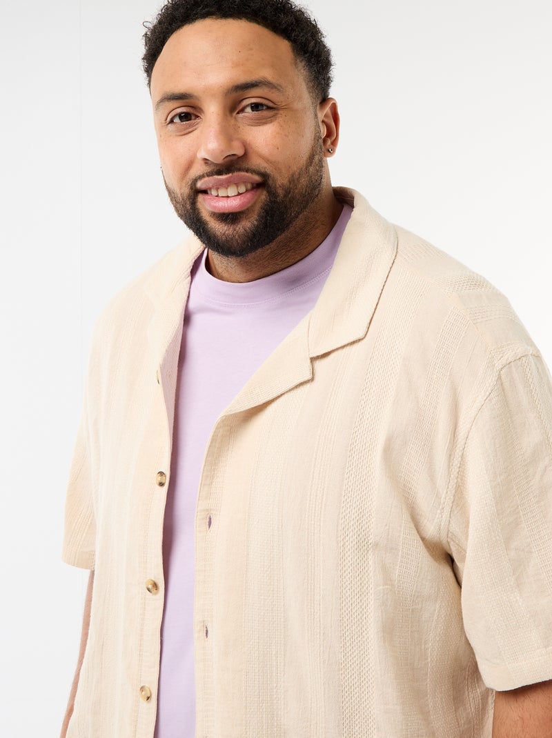 Overhemd van fantasietricot met korte mouwen Wit - Kiabi