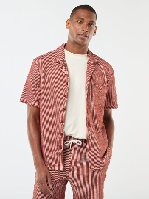 Overhemd van gekreukte stof met korte mouw - Kiabi