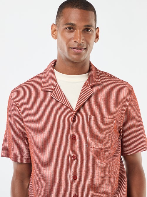 Overhemd van gekreukte stof met korte mouw - Kiabi