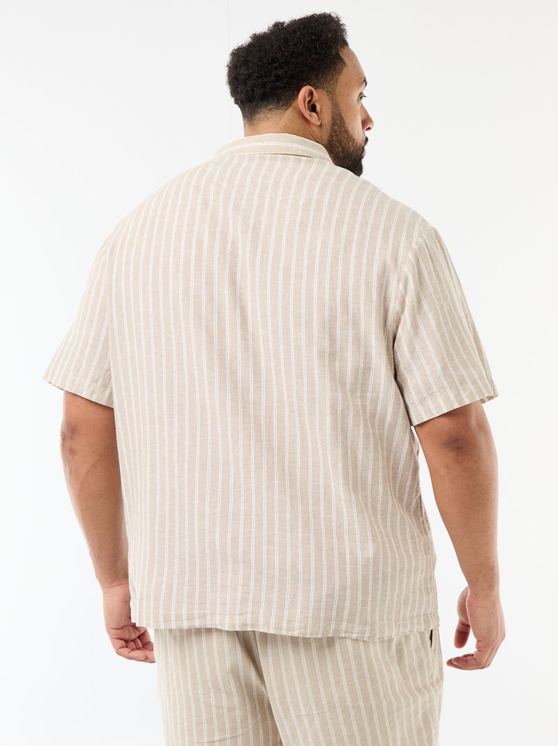 Overhemd van gemengd linnen Biege - Kiabi