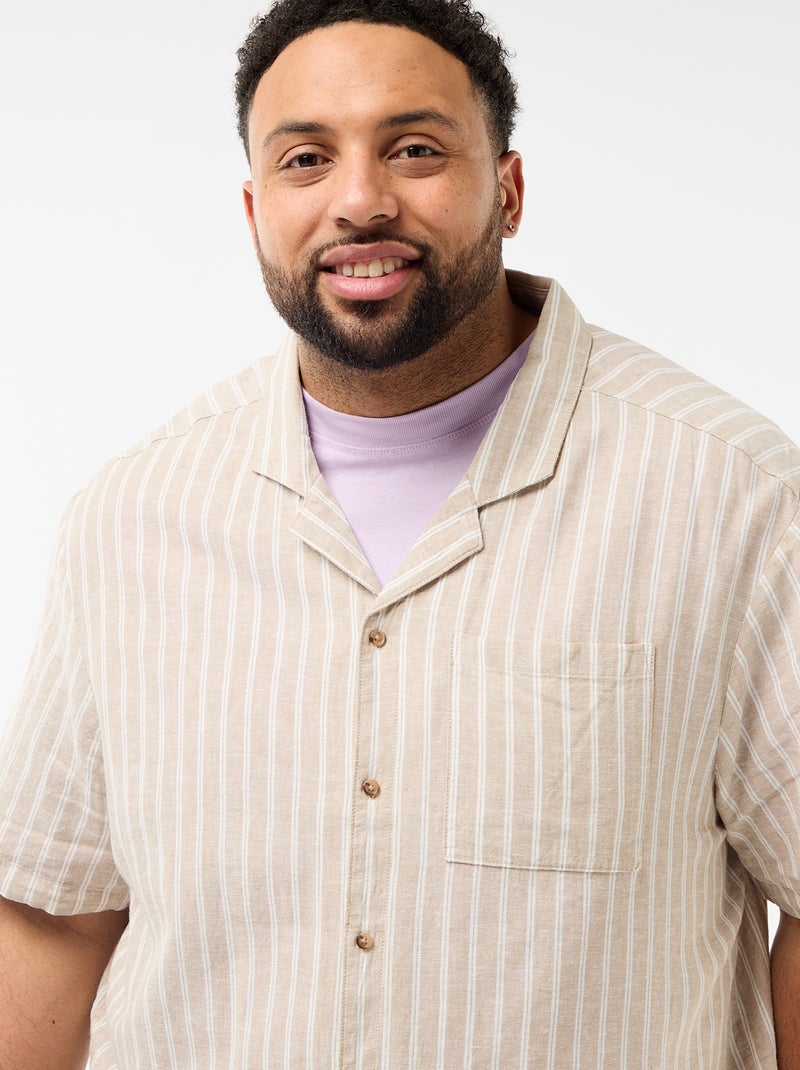 Overhemd van gemengd linnen Biege - Kiabi