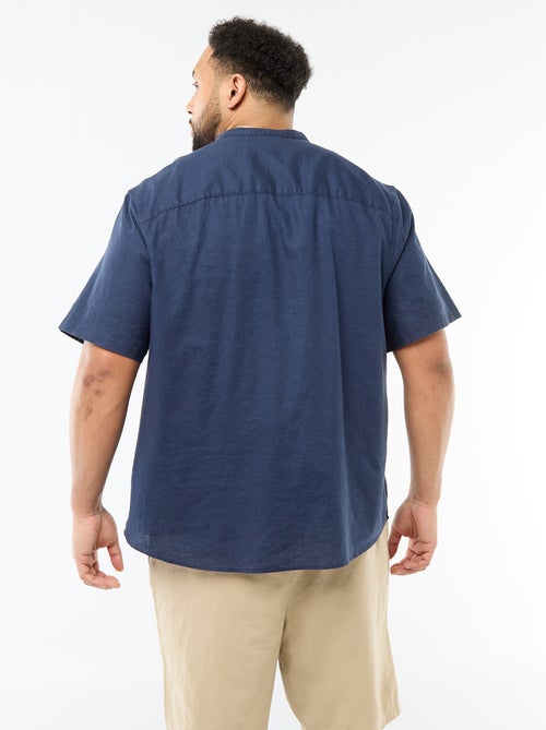 Overhemd van gemengd linnen met korte mouwen - Kiabi