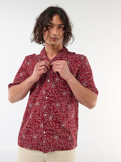 Overhemd van gemengd linnen met korte mouwen - Kiabi