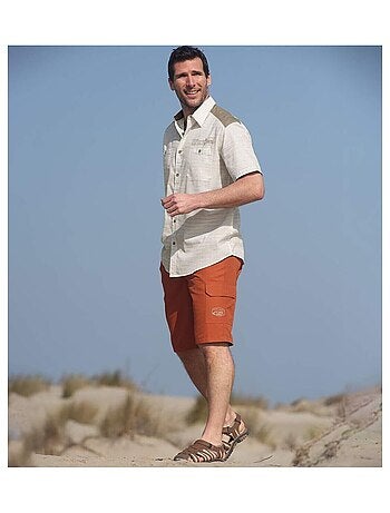 Overhemd van gevlamd Popeline Desert - ATLAS FOR MEN