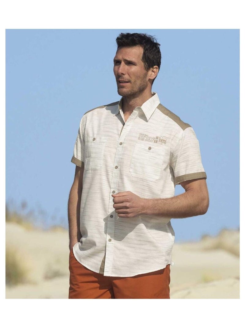 Overhemd van gevlamd Popeline Desert - ATLAS FOR MEN Beige - Kiabi