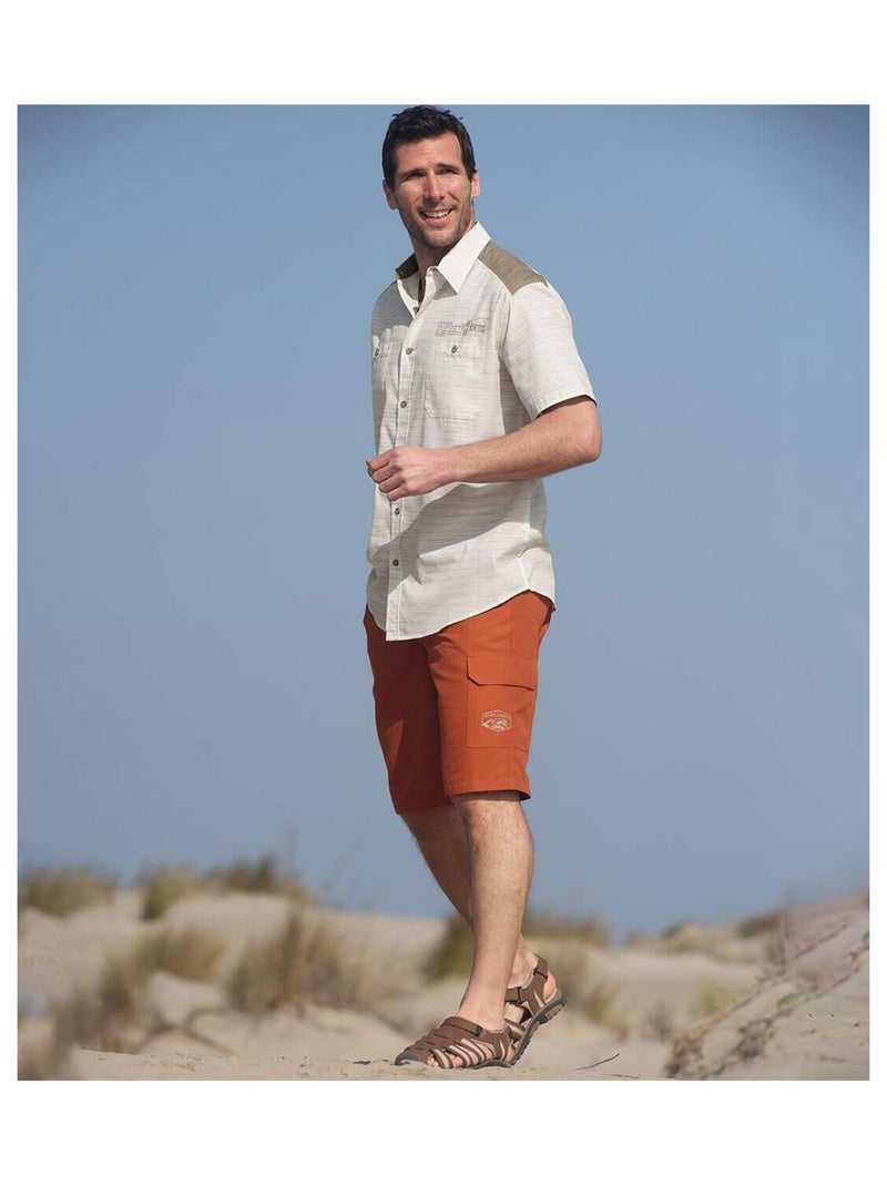 Overhemd van gevlamd Popeline Desert - ATLAS FOR MEN Beige - Kiabi