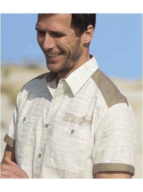 Overhemd van gevlamd Popeline Desert - ATLAS FOR MEN - Kiabi Overhemd van gevlamd Popeline Desert - ATLAS FOR MEN - Kiabi