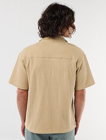 Overhemd van gewafelde jerseytricot met korte mouwen