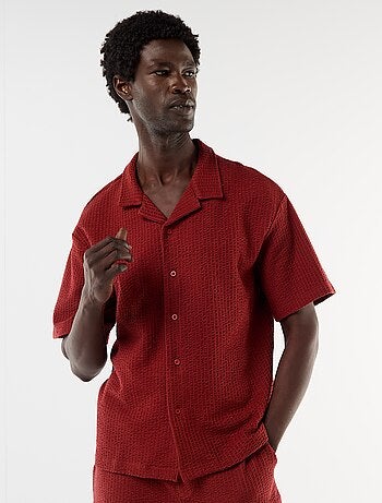 Overhemd van gewafelde jerseytricot met korte mouwen